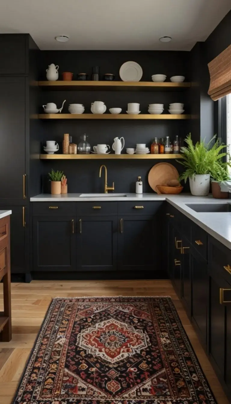 19 Stunning Boho Kitchen Black Decor Ideas for a Stylish Home 3 1. Black Cabinets as a Bold Base