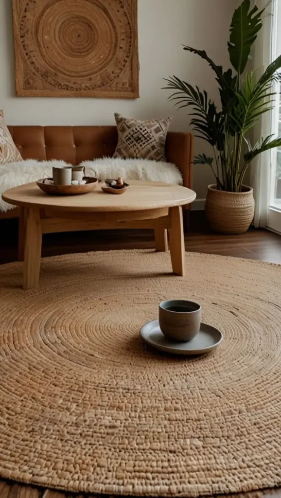 21 Best Boho Living Room Jute Rugs for a Natural Look 2 1. Natural Round Jute Rug