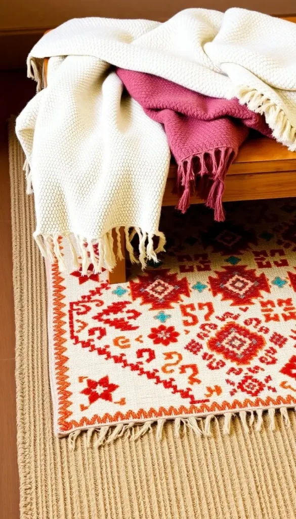 Scandinavian Boho Ideas to Create a Warm Minimalist Space 3 1. Neutral and Layered Rugs