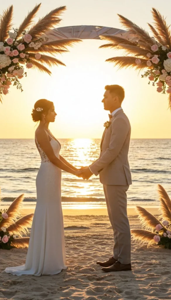 Wedding Boho Decor Ideas to Inspire: 23 Creative Styling Tips 3 1. Pampas Grass & Floral Arches