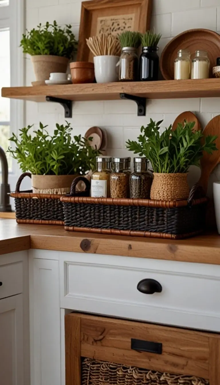 19 Stunning Boho Kitchen Black Decor Ideas for a Stylish Home 12 10. Add Black Woven Storage