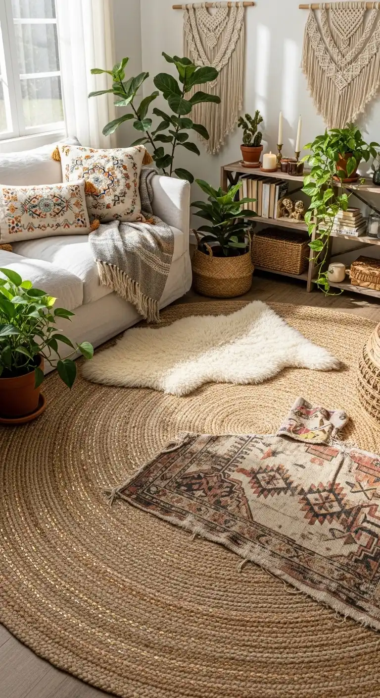 21 Best Boho Living Room Jute Rugs for a Natural Look 11 10. Metallic Thread Jute Rug
