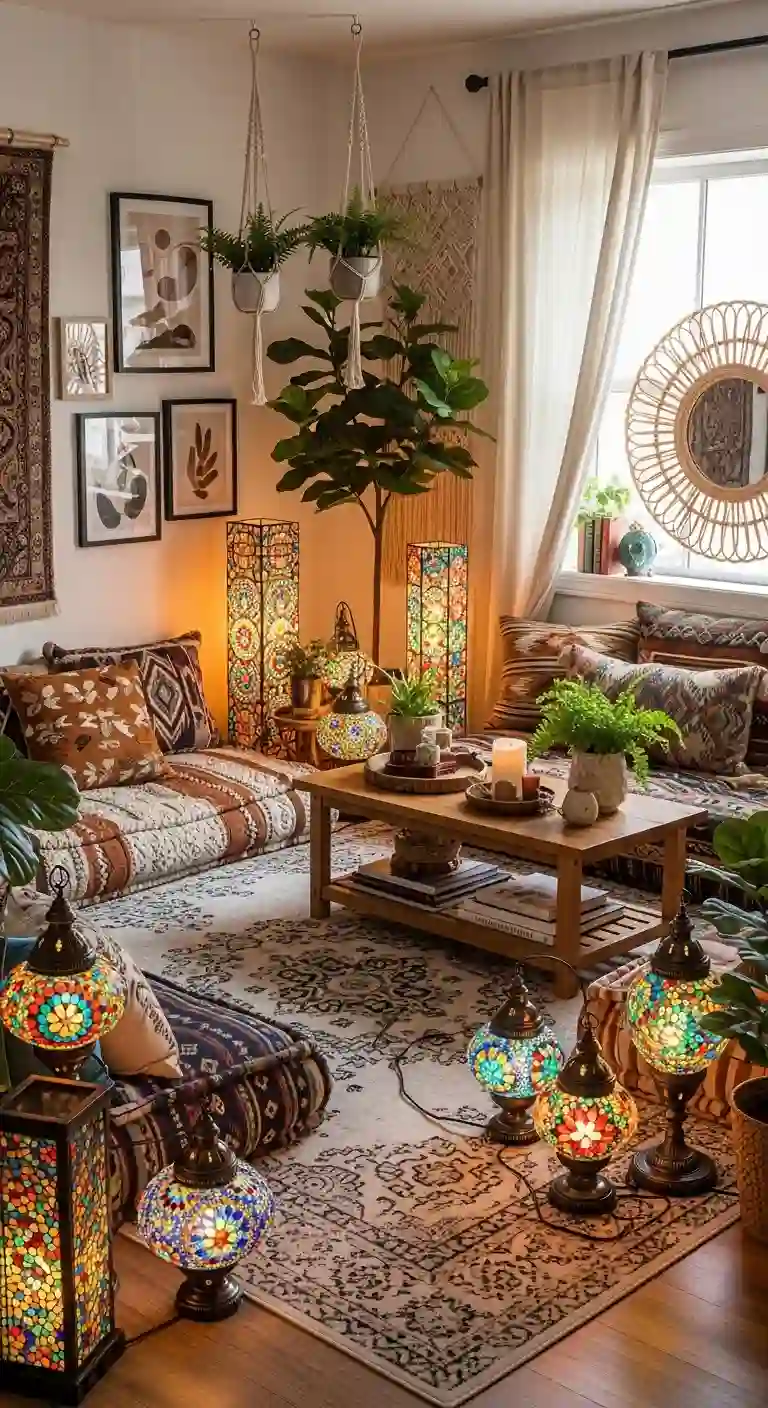 19 Best Boho Living Room Floor Lamp Styles for Warm Lighting 11 10. Mosaic Glass Floor Lamps