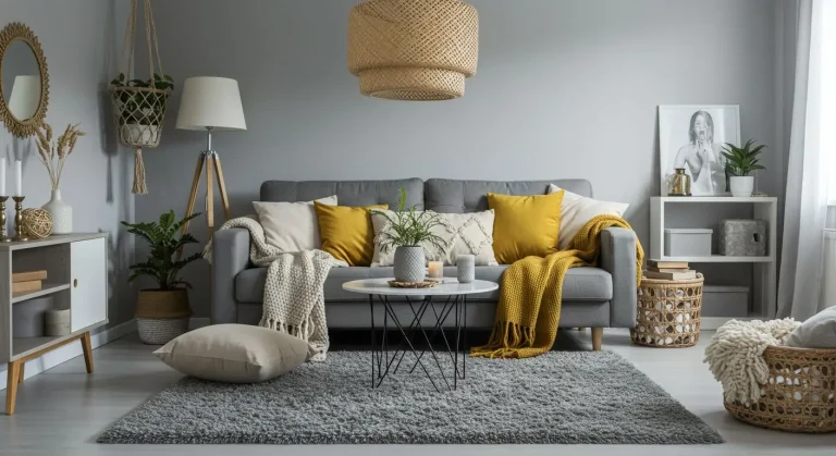 Boho Living Room Gray Themes
