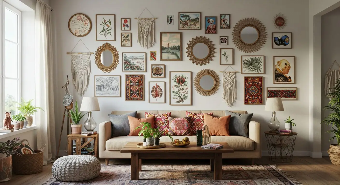 35 Stunning Boho Living Room Gallery Wall Ideas To Inspire