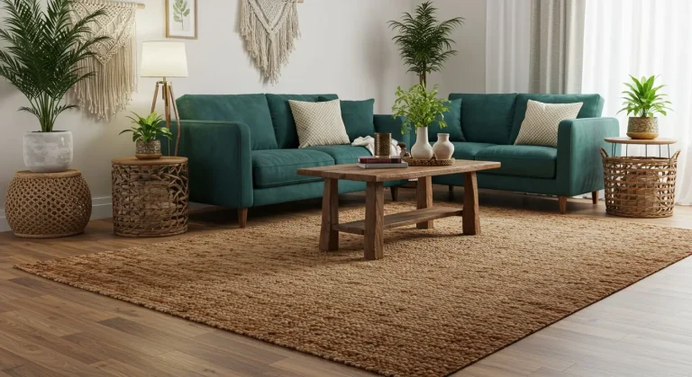Boho Living Room Jute Rug