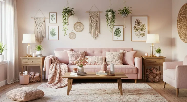 Boho Living Room Pink Decor