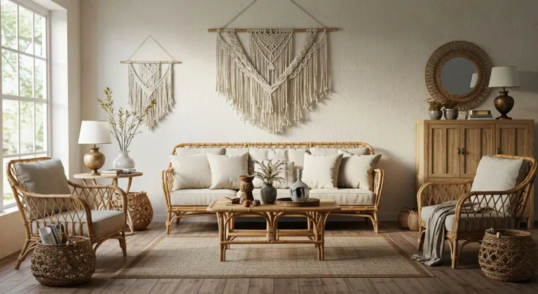 Boho Living Room Rattan