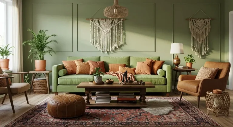 Boho Living Room Sage Green