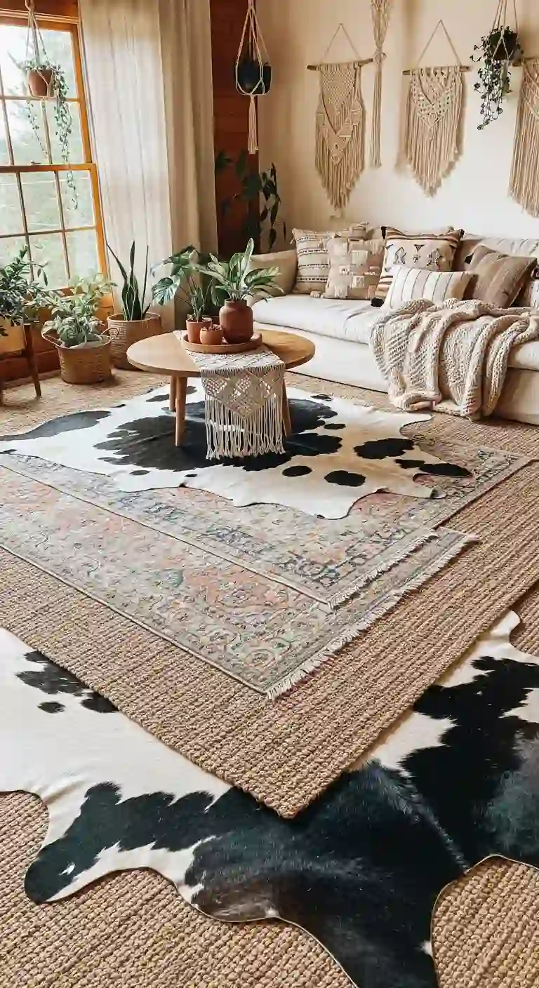 21 Best Boho Living Room Area Rugs for a Cozy Vibe 18 17. Cowhide Rugs