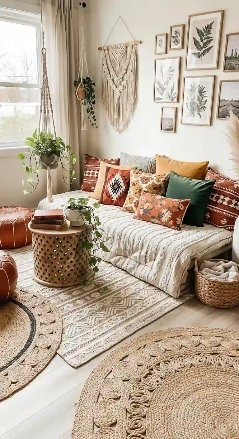 23 Comfy Boho Living Room Floor Seating Ideas for a Relaxed Space 21 19. Folded Futon Floor Setup