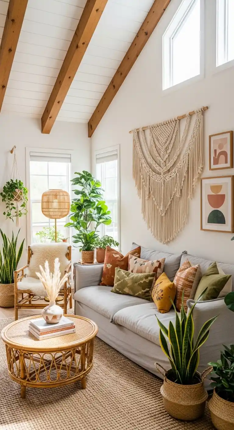 21 Creative Boho Living Room High Ceiling Ideas to Elevate Your Space 20 19. Use Rattan or Bamboo Accent Furniture