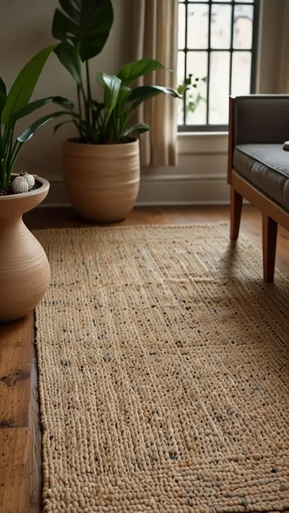 21 Best Boho Living Room Jute Rugs for a Natural Look 3 2. Braided Jute and Cotton Mix Rug