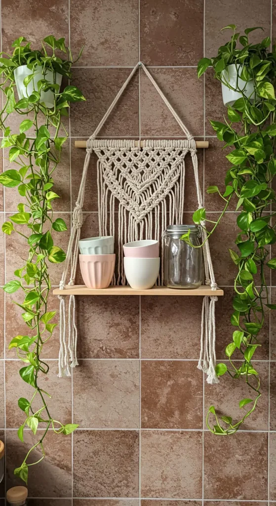 19 Stunning Boho Kitchen DIY Ideas to Transform Your Space 4 2. DIY Macramé Shelf