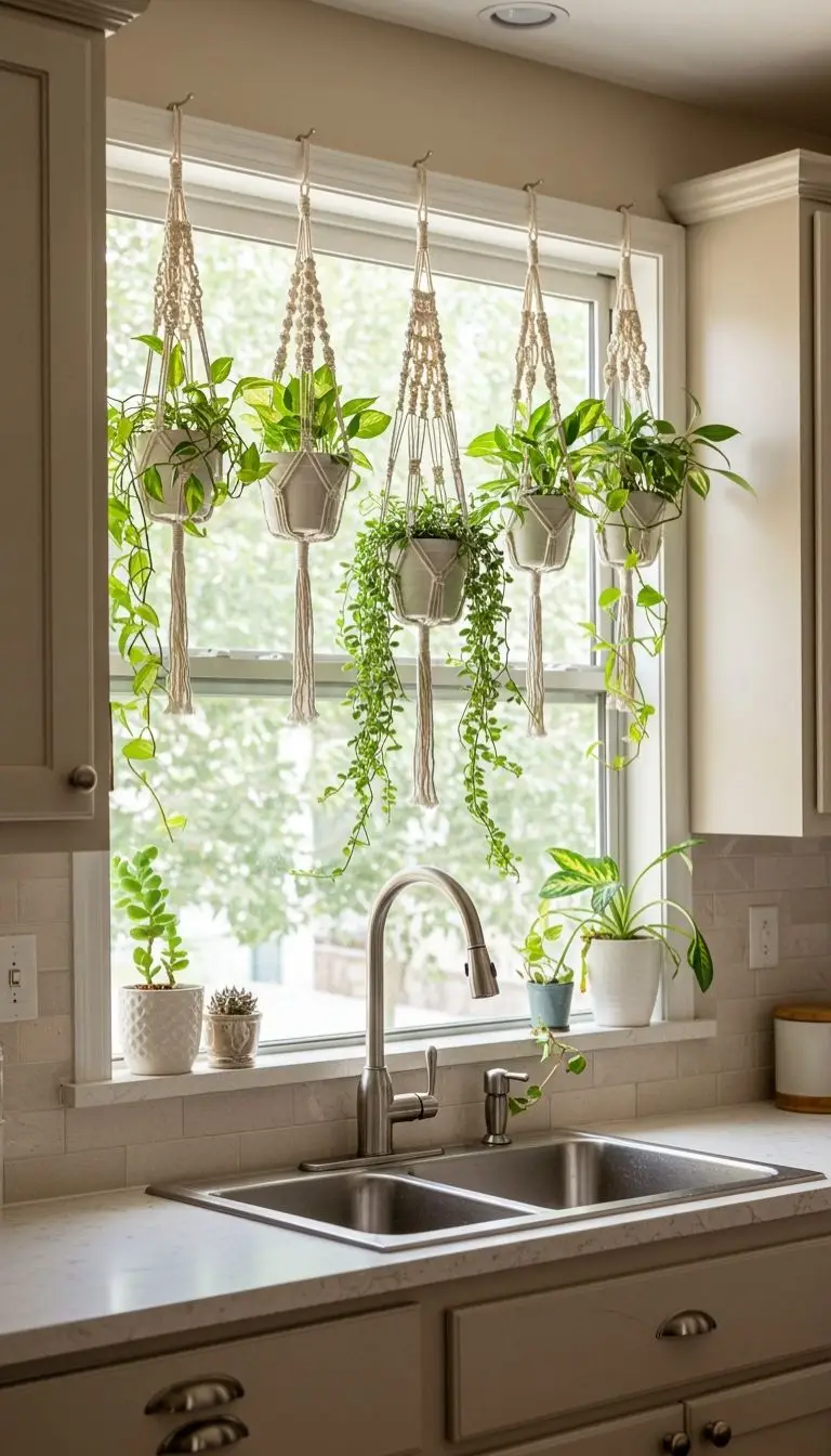 21 Boho Kitchen Bloxburg Design Ideas to Try 4 2. Incorporate Hanging Plants
