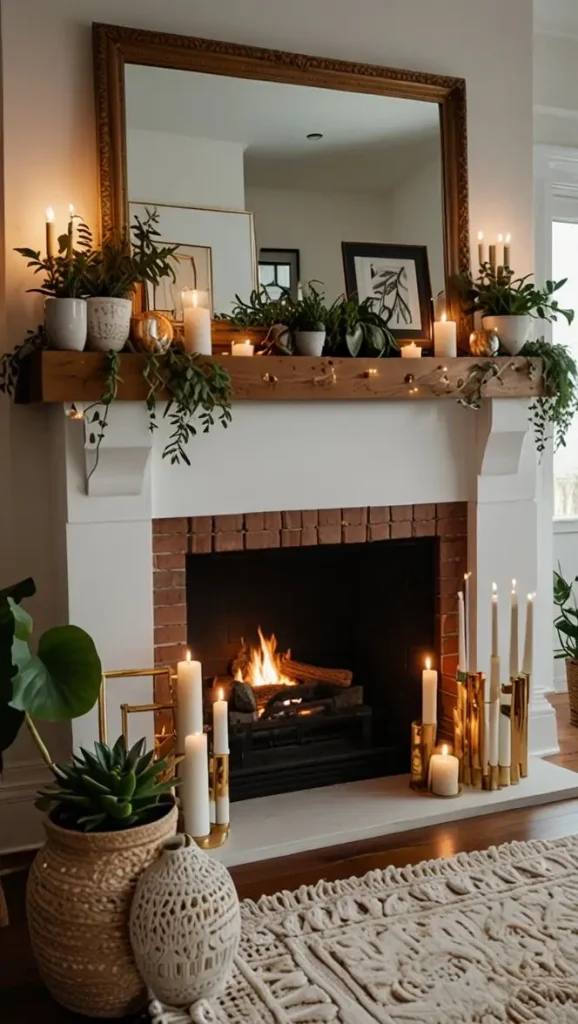 34 Stunning Boho Living Room Fireplace Decor Ideas to Inspire 3 2. Unique Garland Accents