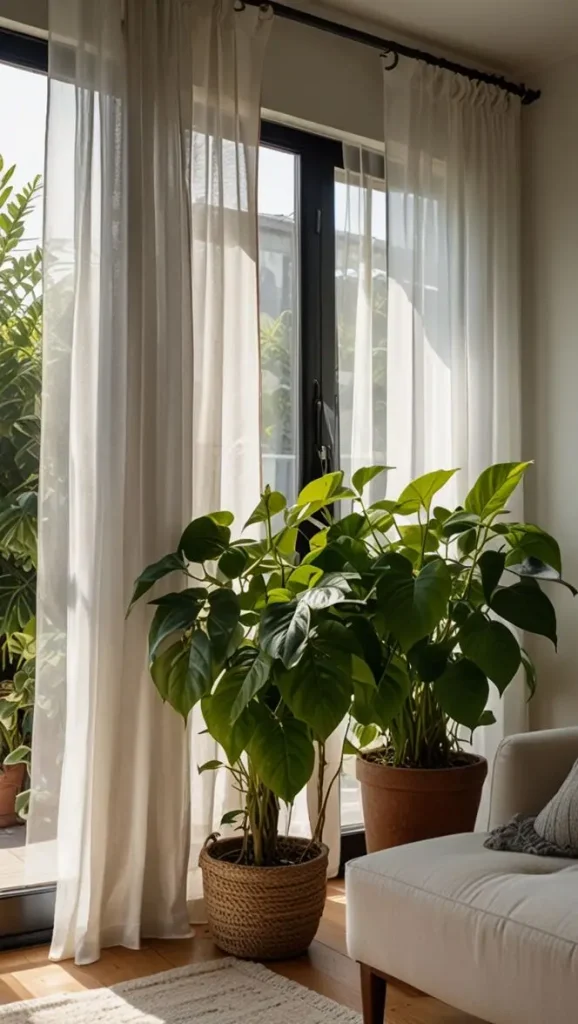 19 Best Ways to Style Boho Living Room Hanging Plants 3 2. Use Hanging Plants to Frame Windows