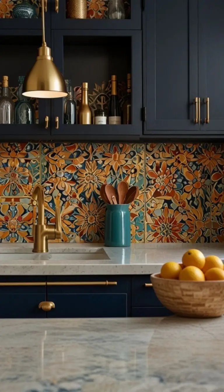 32 Boho Kitchen Blue Color Schemes for a Chic, Vibrant Look 4 2. Vibrant Navy With Bold Patterns
