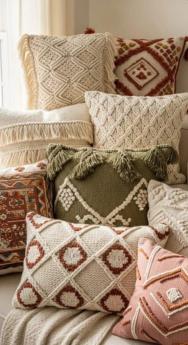 21 Cozy & Stylish Boho Living Room Pillows to Elevate Your Space 21 20. Create a Mix of Soft and Structured