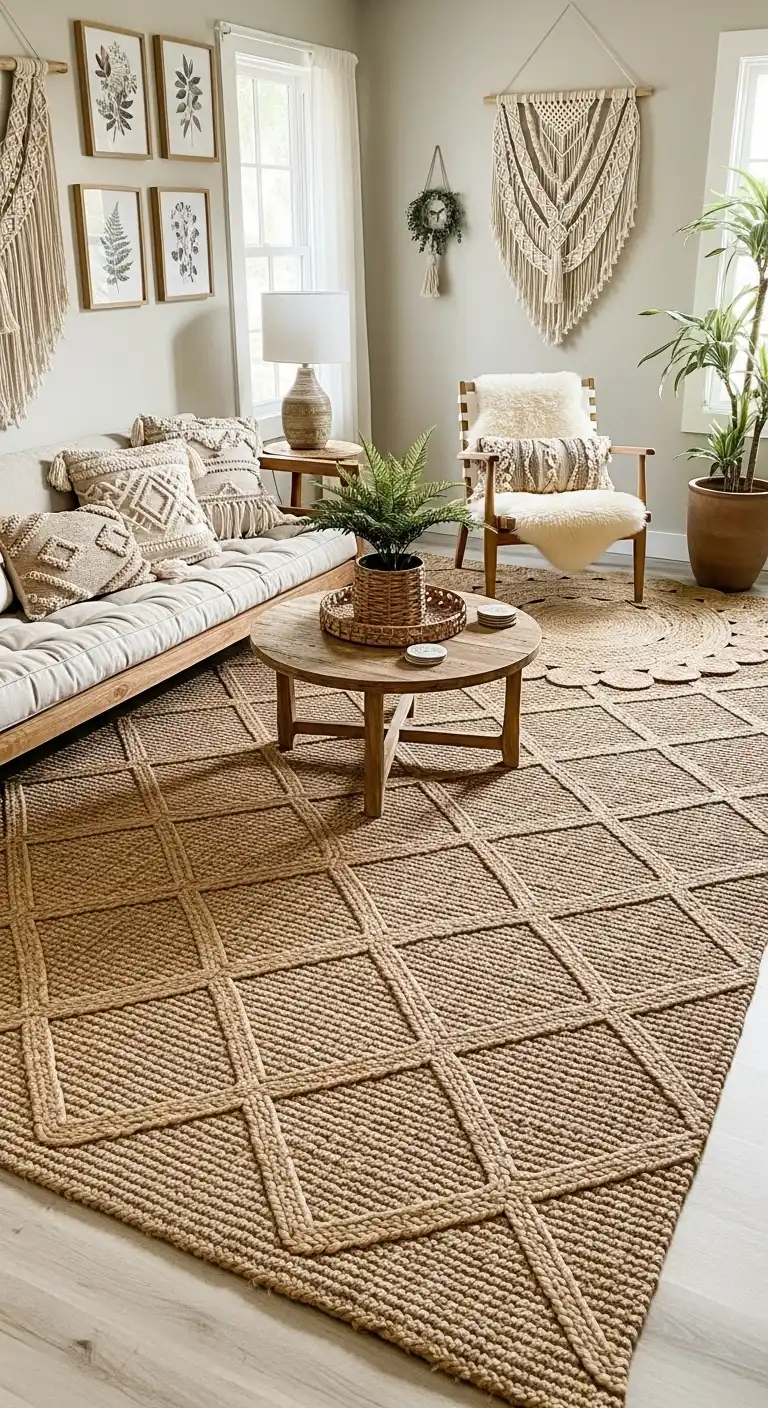 21 Best Boho Living Room Jute Rugs for a Natural Look 21 20. Diamond Weave Jute Rug