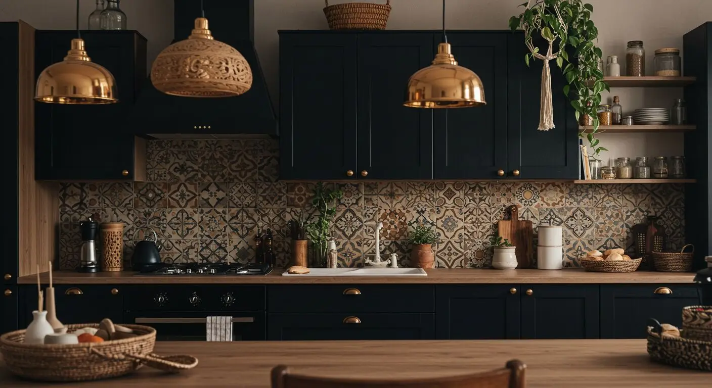 35 Bold Boho Kitchen Black Cabinet Ideas For Stunning Style