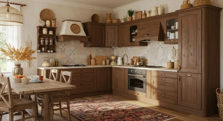 Boho Kitchen Brown Cabinet Designs