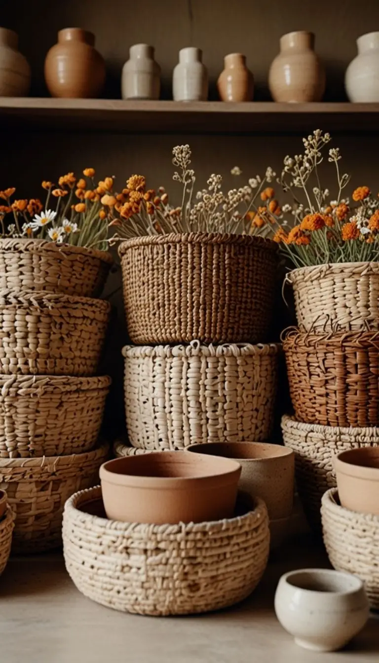 19 Clever Boho Kitchen Above Cabinet Decor Ideas 5 3. Baskets and Woven Accents