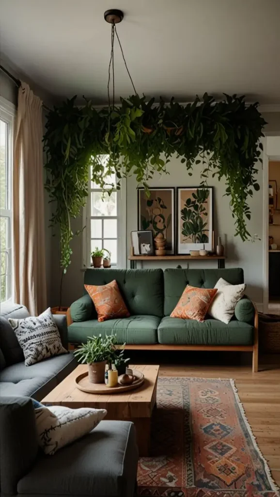 19 Best Ways to Style Boho Living Room Hanging Plants 4 3. Create a Plant-Filled Ceiling