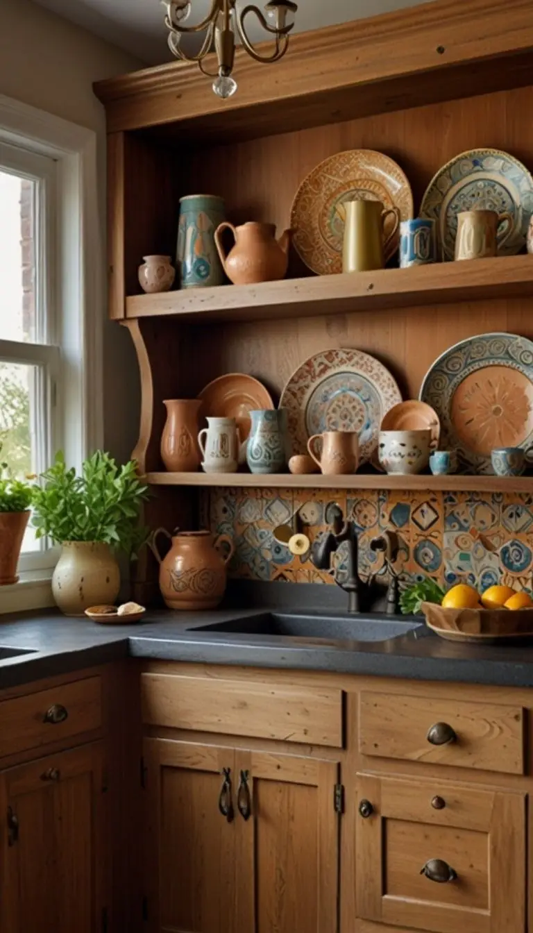 19 Boho Kitchen Brown Cabinet Designs to Inspire Your Next Remodel 5 3. Earthy Tones and Vintage Elements