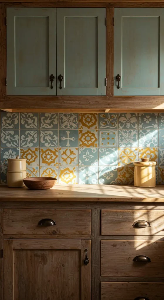 19 Stunning Boho Kitchen DIY Ideas to Transform Your Space 5 3. Stenciled Ceramic Tiles