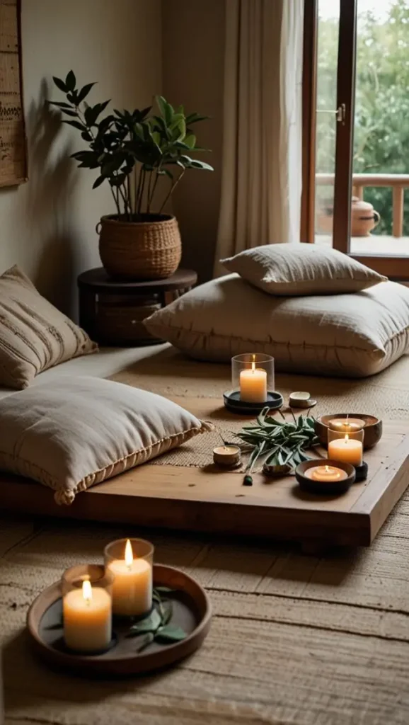 23 Comfy Boho Living Room Floor Seating Ideas for a Relaxed Space 6 4. Japanese Tatami for a Minimalist Boho Touch