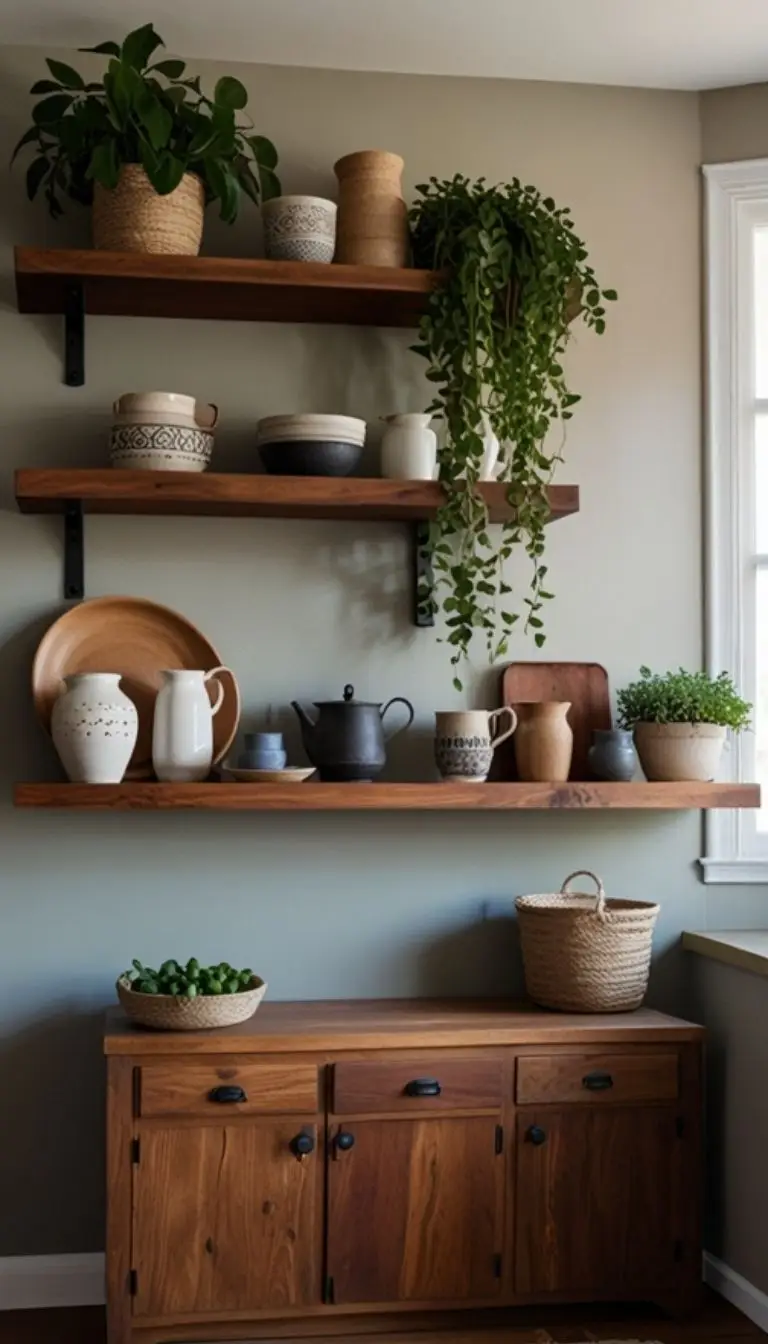 19 Boho Kitchen Brown Cabinet Designs to Inspire Your Next Remodel 6 4. Minimalist Brown Cabinets with Open Shelving