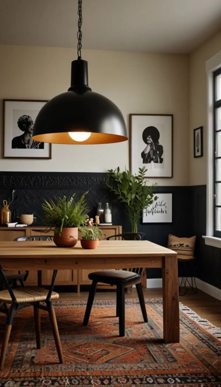 19 Stunning Boho Kitchen Black Decor Ideas for a Stylish Home 7 5. Black Pendant Lighting