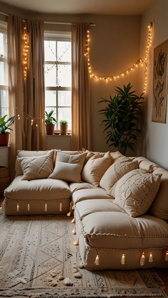 23 Comfy Boho Living Room Floor Seating Ideas for a Relaxed Space 7 5. Floor Sofas That Offer Versatility