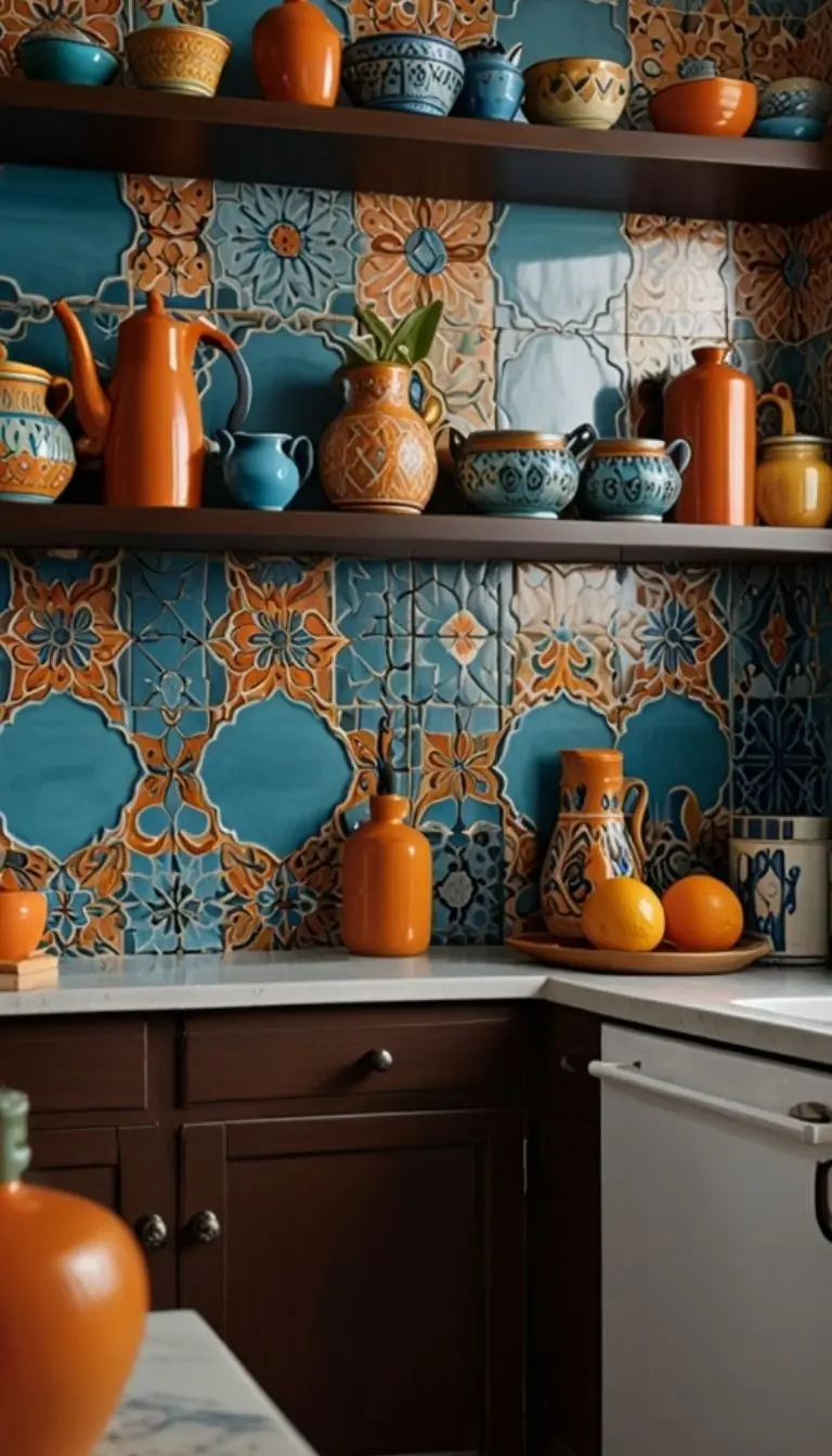 19 Boho Kitchen Brown Cabinet Designs to Inspire Your Next Remodel 7 5. Pair With Eclectic Patterned Tiles