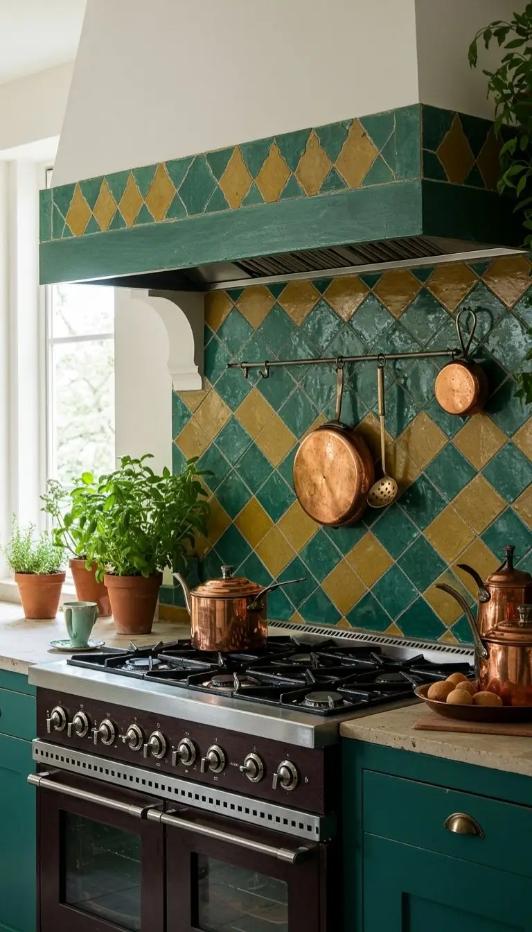21 Boho Kitchen Bloxburg Design Ideas to Try 8 6. Bold Backsplash and Color Combinations