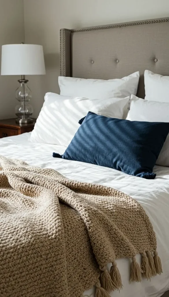 Scandinavian Boho Ideas to Create a Warm Minimalist Space 8 6. Layered Bedding