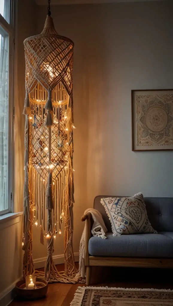 7. Add Warmth with Boho Lighting Elements