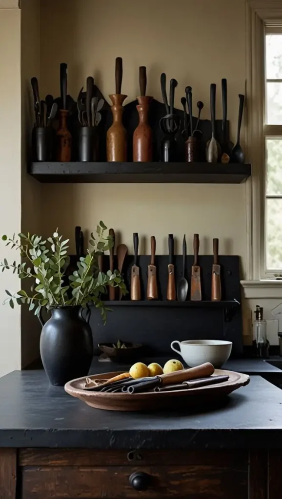 32 Stunning Boho Kitchen Goth Ideas for Dramatic Style 9 7. Antique and Vintage Finds