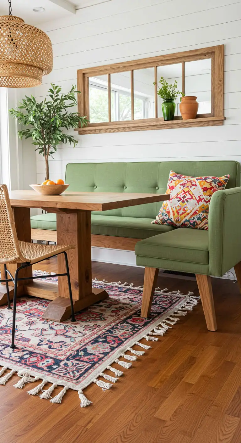 19 Natural Green Earthy Boho Kitchen Design Ideas 10 8. Design a Cozy Eating Nook