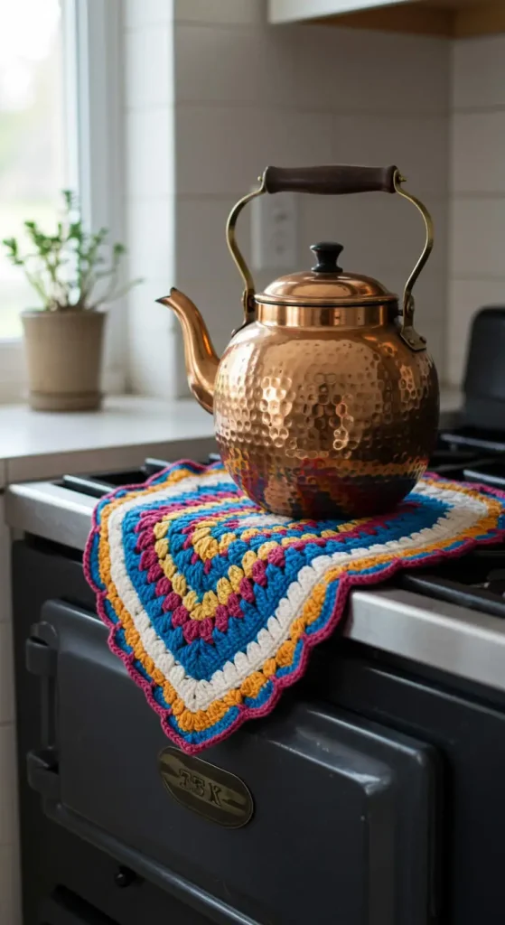 19 Stunning Boho Kitchen DIY Ideas to Transform Your Space 10 8. Handmade Crochet Pot Holders
