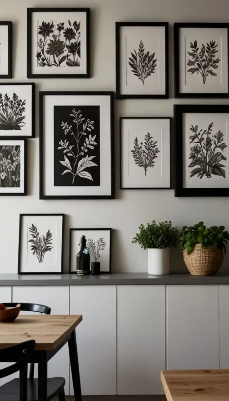 19 Stunning Boho Kitchen Black Decor Ideas for a Stylish Home 10 8. Hang Black-Framed Artwork