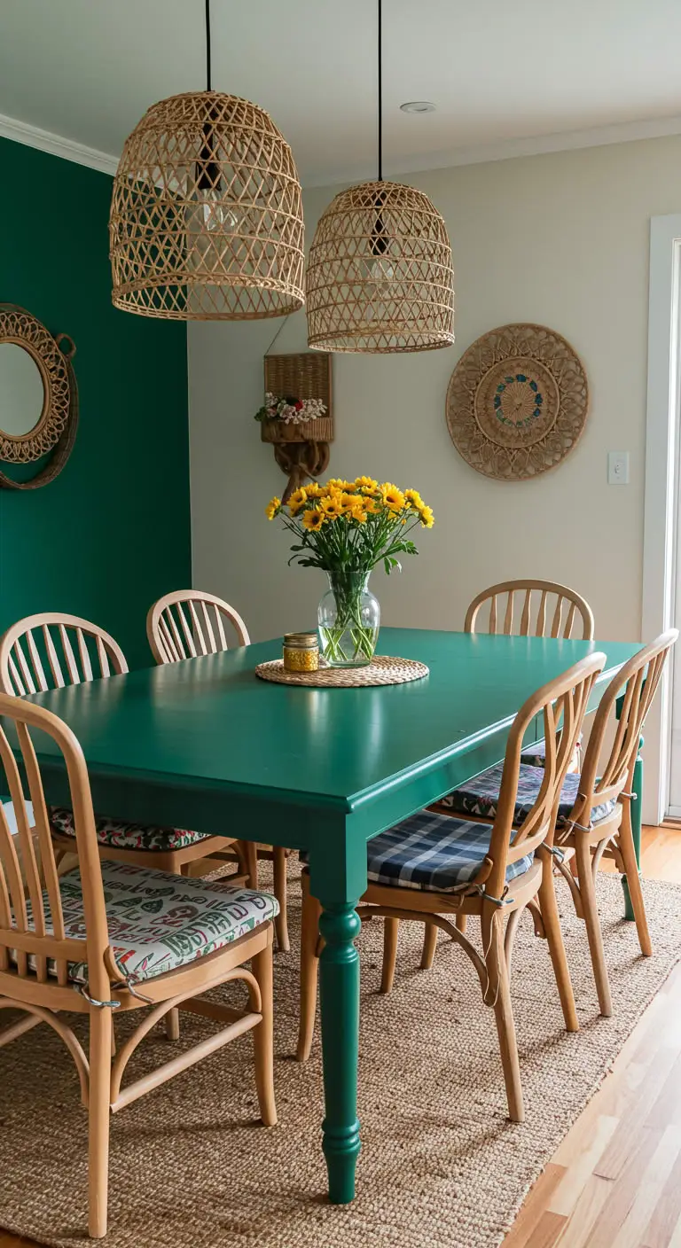 21 Stunning Emerald Green Boho Kitchen Inspirations 11 9. Bold Emerald Furniture