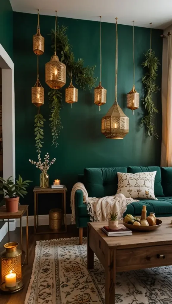 19 Stunning Boho Living Room Green Accent Wall Inspirations 11 9. Opt for Painted Patterns
