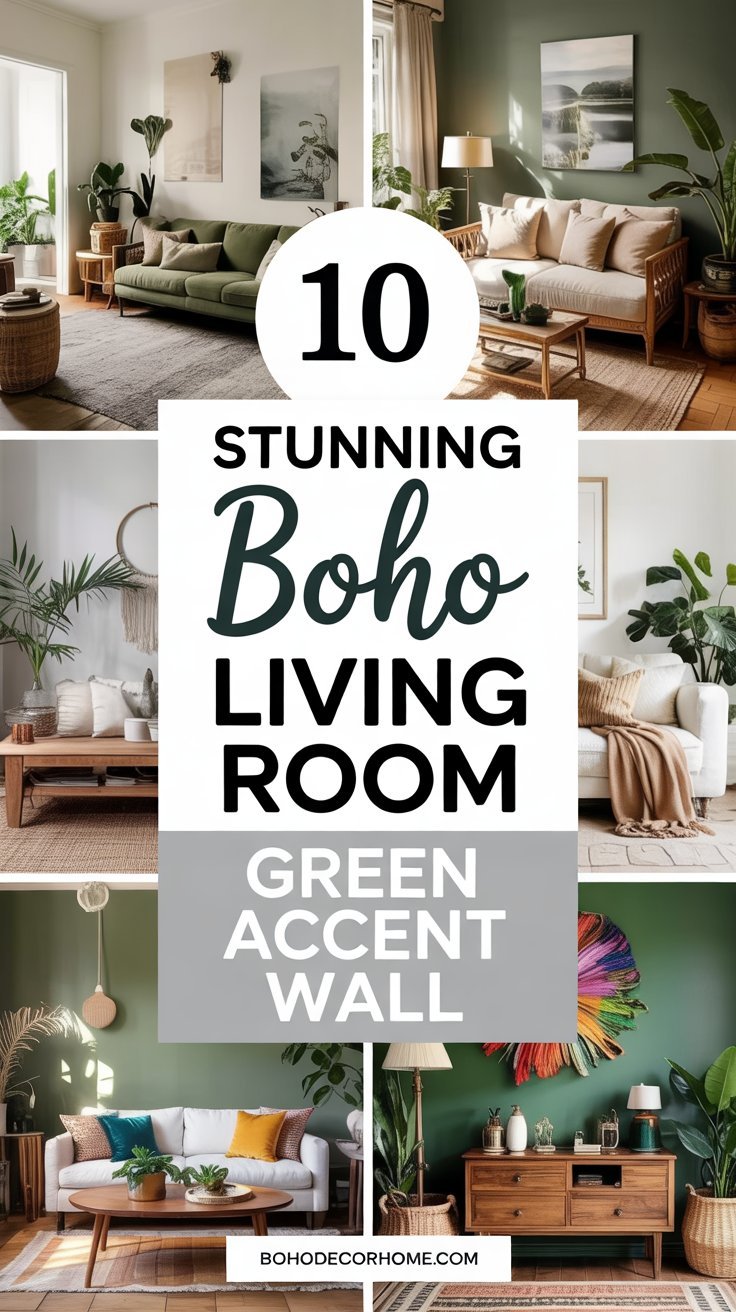 19 Stunning Boho Living Room Green Accent Wall Inspirations 2 10 Stunning Boho Living Room Green Accent Wall Inspirations