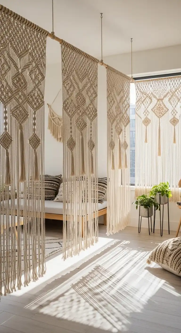 12. Macrame Curtain Room Dividers