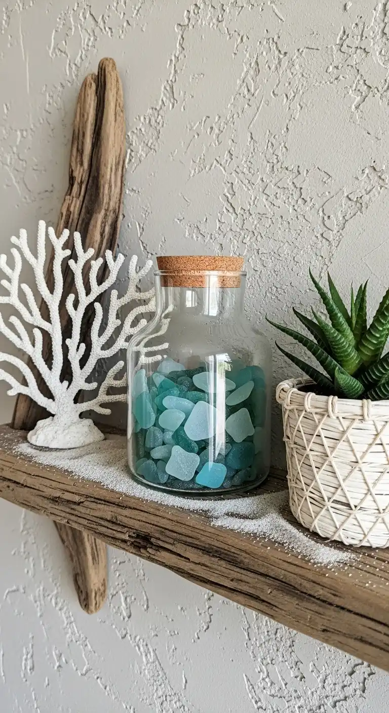 13. Decorate with Coral and Sea Glass Accents