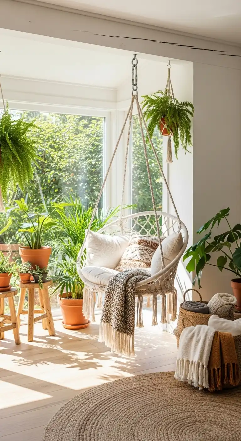 14. Boho Hammock or Hanging Chair Indoors