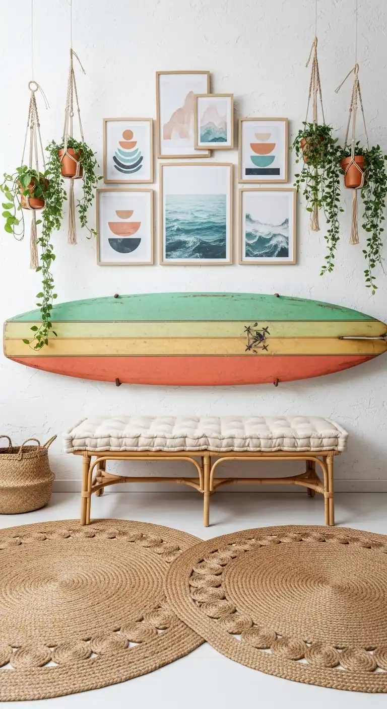 8. Vintage Surfboard as Wall Art