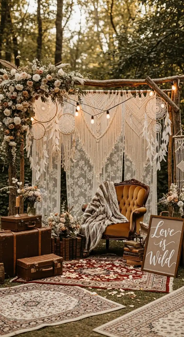 Wedding Boho Decor Ideas to Inspire: 23 Creative Styling Tips 12 10. Vintage Boho Photo Booth